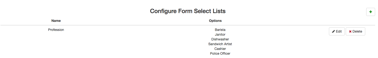 Configure Select Lists